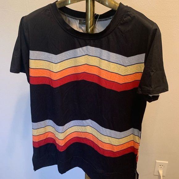 Black Zigzag Stripe Crewneck Tee - Picture 6 of 6